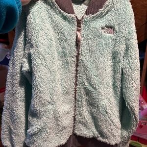 North face light green soft jacket youth large 14/16